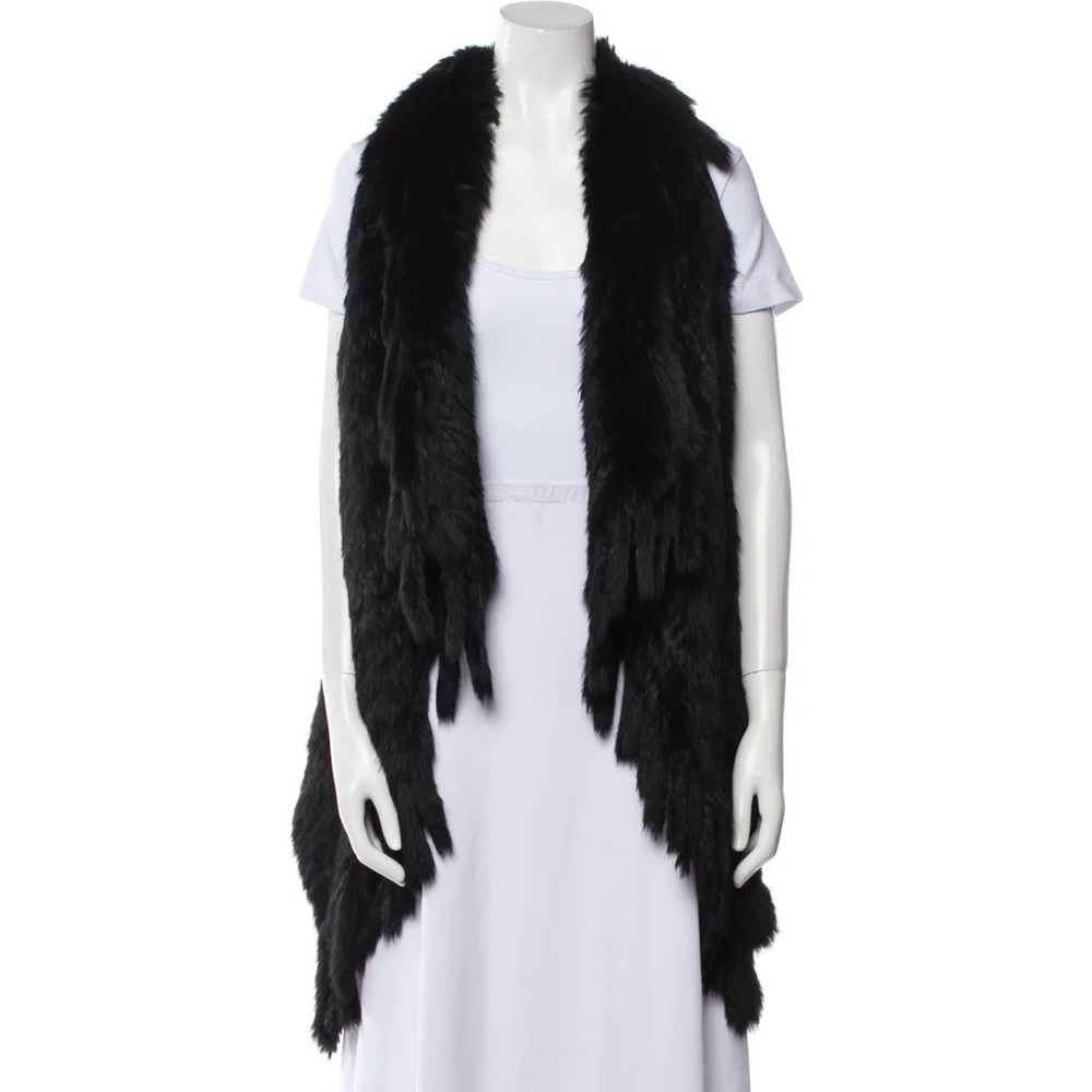 Haute Hippie Rabbit Fur long oversized tassel Vest size x small